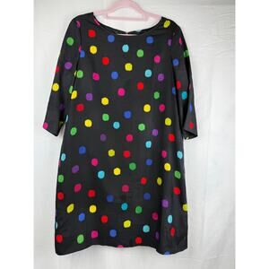 Kate Spade New York Black Rainbow Dot Dress Size L Silk Cotton